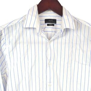 Zara Slim Fit Mens Dress Shirt Size M Blue Striped Button Down Long Sleeve